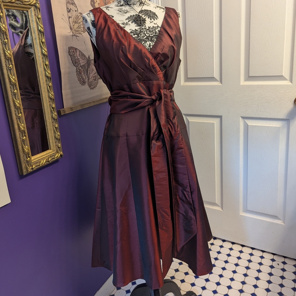 Burgundy/Ox Blood Tie Front Dress